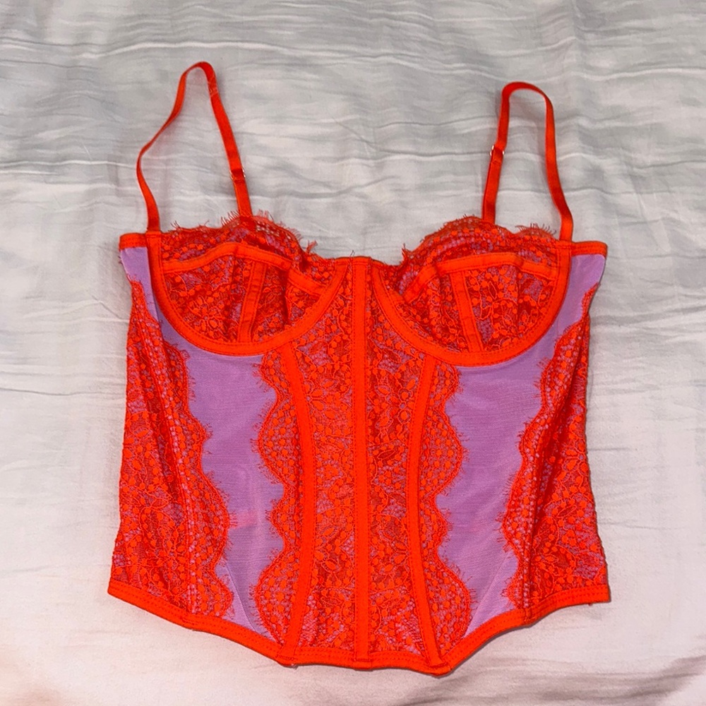 Urban Outfitters Orange and Purple Lace Corset